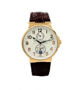 ULYSES NARDINE MARINE CHRONOMETER 1846 18K ROSE GOLD 41MM WITH LEATHER STRAP