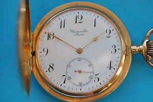 Chronometerhemmung  Schwere 750 Gold Sprungdeckel  Taschenuhr  125 Gramm