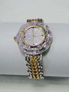 Diamond watch 18 K gold ladies wrist watch bracelet 485-013