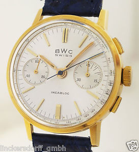WUNDERSCHÖNER BWC HERREN CHRONOGRAPH - IN 18ct GOLD - 1950er / 1960er JAHRE