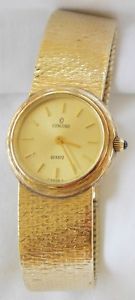 VINTAGE 1960s CONCORD 14K SOLID GOLD LADIES QUARTZ WATCH 35gms 6.5" BAND