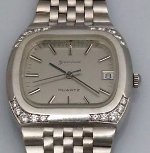 Herrenuhr Weißgold 585er Genévue mit zus. 1,00 ct. Brillanten Tw/si