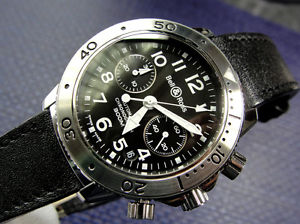 AUTHENTIC  MEN'S  BELL & ROSS  AUTOMATIC  CHRONOGRAPH  300M  DATE  BLACK DIAL