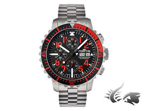 Fortis Marinemaster Chronograph Automatic Watch, ETA 7750, Black-red