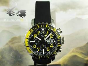 Fortis Marinemaster Chronograph Automatic Watch, ETA 7750, Black/Yellow