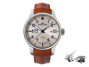 Fortis F-43 Recon Automatic Watch, F-2018, Pearl, Leather strap, Limited Ed.