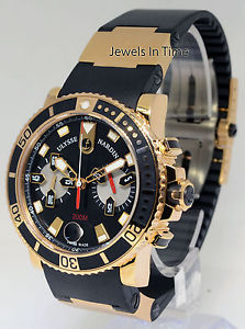 Ulysse Nardin Marine Divers Chronograph Watch 18k Rose Gold Box/Papers 8006-102