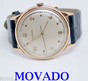 SWISS Solid 18k Rose MOVADO Winding Watch 1950s Cal 260 * EXLNT* SERVICED* RARE