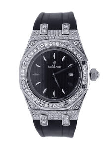 Audemars Piguet Royal Oak Ladies- Diamond Bezel and Case - Black Rubber Strap
