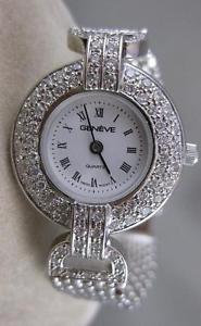NEW 1.82CTW DIAMOND 14K WHITE GOLD ROUND GENEVE WATCH SEALED 7.25" F/G VVS #2304