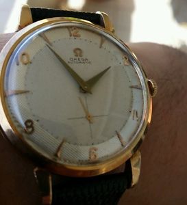 OMEGA GOLD 18K AUTOMATIC BUMPER CAL.344 FROM 1952 NICE DIAL BIG 37,5MM