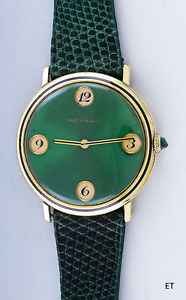 Superb Quality Movado 18k Gold & Dark Emerald Green Wristwatch
