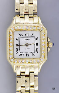 STUNNING 18k GOLD & DIAMOND GENEVE LADIES WRISTWATCH