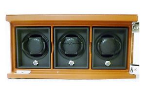BROOKSTONE Triple Automatic Watch Winder Underwood Leather Three 3 Rotobox Maxon