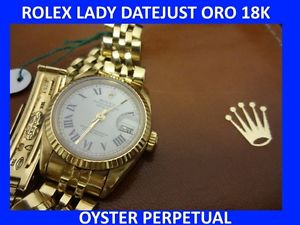 Rolex oyster perpetual datejust  lady donna oro giallo 18k braccialato oro