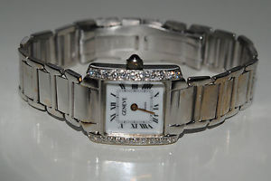 PERFECT HOLIDAY GIFT GENEVE DIAMOND WHITE GOLD DEPLOYMENT BUCKLE SLEEK WATCH !!!