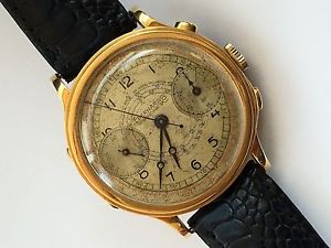 Vintage Eberhard Chronograph 18K Yellow Gold 42MM Original Condition