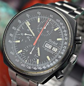 Vintage GALLET Multichron 12 Chronograph Valjoux 7754 Black PVD Pilot Watch