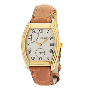 Herrenuhr Bucherer Archimedes Handaufzug m. Gangreserve 750/ Gold - Lederband