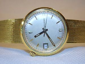 Bulova Accutron FACTORY QUARTZ CONVERSION 218 M5 Solid 18K Case & Band Gold