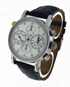 Chronoswiss Silver Dial SS Leather Chronograph Automatic Men's Watch ch-7323