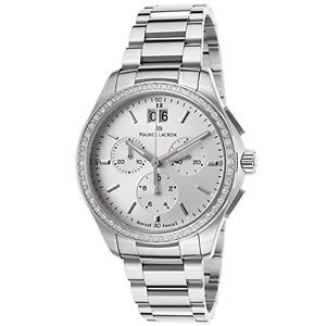 Womens Miros Chronograph Diamond Stainless Steel Silver-Tone Dial