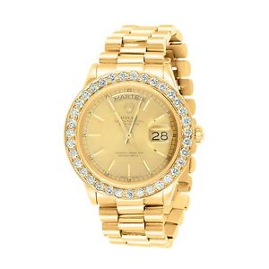 Day Date I Presidencial Rolex Reloj Diamante Auténtico 18k Oro Amarillo