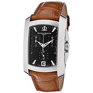 Baume  and  Mercier Hampton Milleis Mens Leather Strap Black Chronograph Dial St