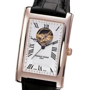 Frdrique Constant YELLOW GOLD Plated Carree Heart Beat Mens Watch w CLEAR back M