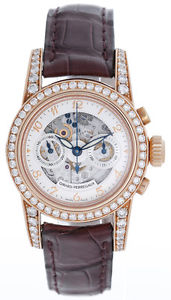Girard-Perregaux Skeleton Chronograph 18k Rose Gold Diamond Ladies Watch 8046