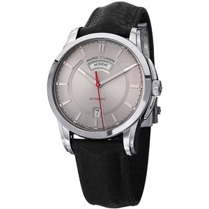 Maurice Lacroix Mens Pontos Grey Dial Black Leather Strap Automatic Watch PT6158