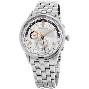 Maurice Lacroix Masterpiece Worldtimer Mens Silver Dial Stainless Steel Automati