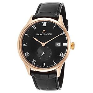 Maurice Lacroix Mens Masterpiece Automatic Black Crocodile and Dial 18K Rose Gol