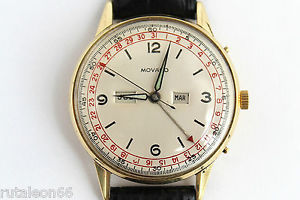 MOVADO 18Kt gold gent's wristwatch. Triple date 4826
