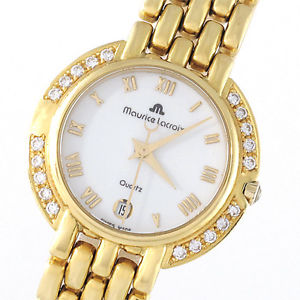 MAURICE LACROIX - 750/18K Gelbgold - 20 Diamanten ca. 0,4 ct. - Quarz - 42,2g