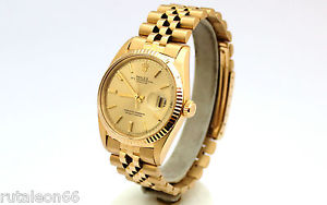 ROLEX DATEJUST 1601 original 18K solid gold automatic wristwatch. Fully serviced