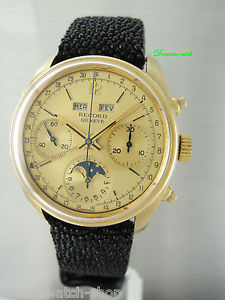 Vintage Record Vollkalender Mondphase Chronograph 18k/750 Valjoux 88