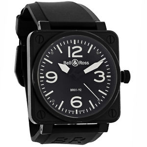 Bell & Ross Aviation BR 02 Mens Swiss Automatic Black Rubber Watch BR0192-BL-CA