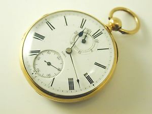 Pocket watch antique 18 ct gold Fusee movement 1867 power reserve indicator oeee