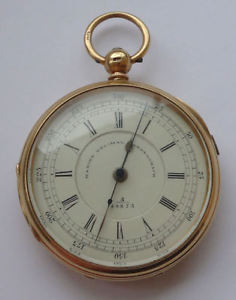 18ct solid gold cased Marine Decimal Chronograph by Kendal &  Dent 119g c 1880
