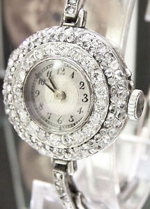 WOW ANTIQUE 20'S VINTAGE STUNNING 176 DIAMOND PLATINUM &18K GOLD WRIST WATCH