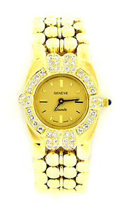 GENEVE 18K YELLOW GOLD LADIES DIAMOND WATCH
