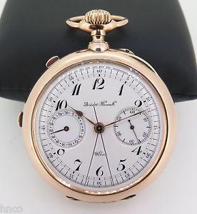 IMPORTANT BRUDER KLUMAK 14K PINK GOLD SPLIT SECOND CHRONOGRAPH POCKET WATCH 