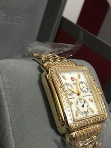 New Ladies Michele Deco Yellow Gold Diamond MOP Swiss Quartz  Watch Mww06p000100