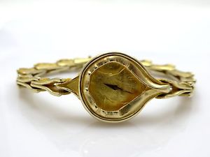 DESIGNER DAMEN ARMBAND UHR / 585 GELB GOLD / QUARTZ / HANDARBEIT