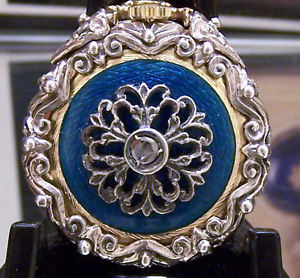 VINTAGE C 1930'S SOLID 18K GOLD DIAMOND & SAPPHIRE PENDANT WATCH BY GENEVE SWISS
