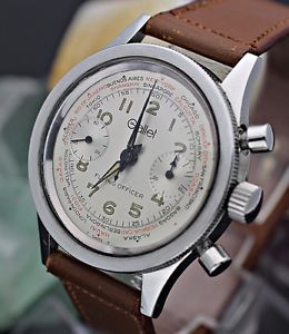 Vintage GALLET Flying Officer Chronograph Landeron 149 Stainless Steel Box Paper