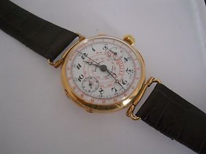 BEAUTIFUL 39MM 18K GOLD EBERHARD CHRONOGRAPH LANDERON HAHN SWISS WATCH FROM 1920