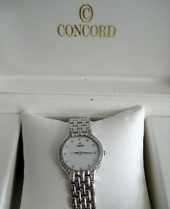 CONCORD LES PALAIS LADIES MID-SIZE 18K WHITE GOLD MOP DIAMOND WATCH 69-25-266
