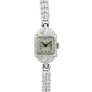 Vintage White Gold Diamond Ladies Watch